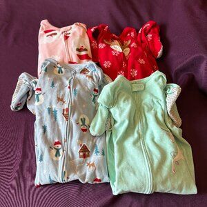 Girls Fleece Footed Pajamas Bundle 5T Carter’s Just One You Winter Sleepers Lot